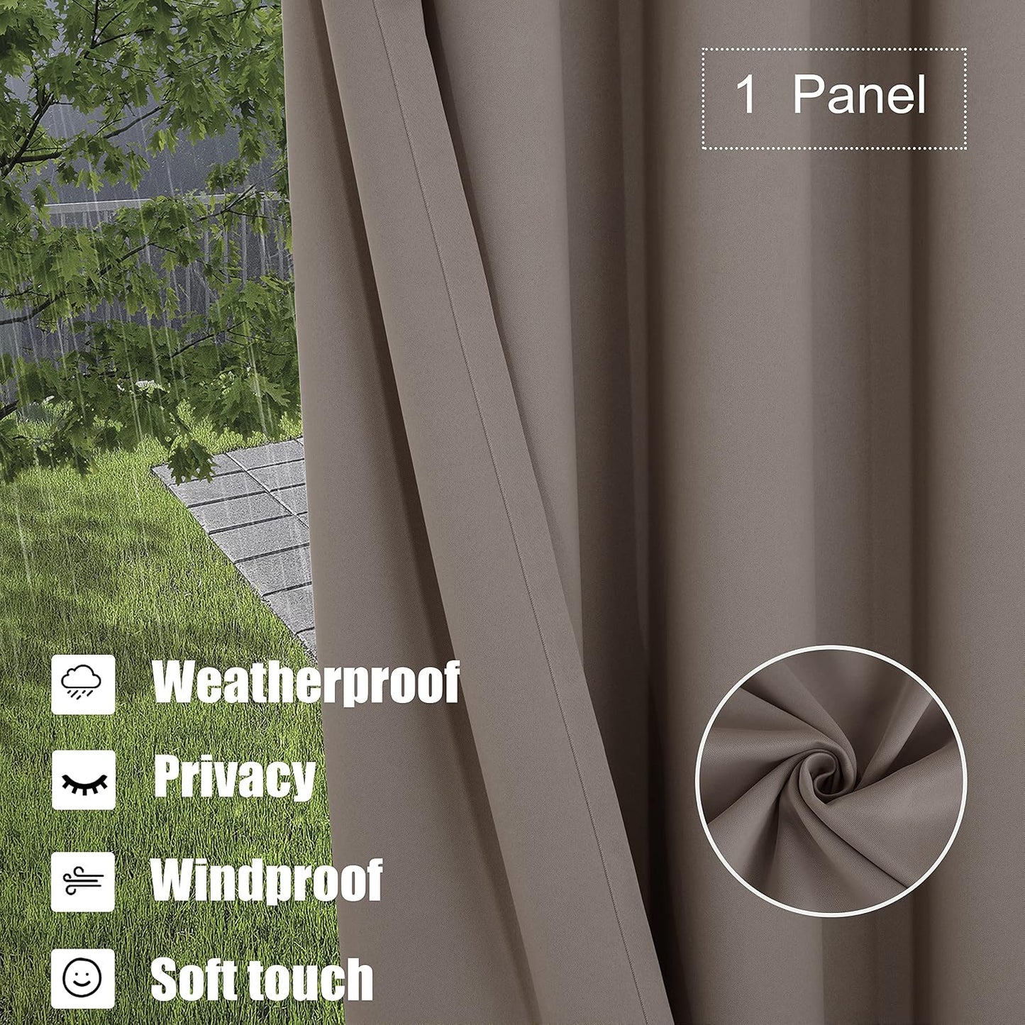 Cortinas opacas impermeables para cenador 1 panel