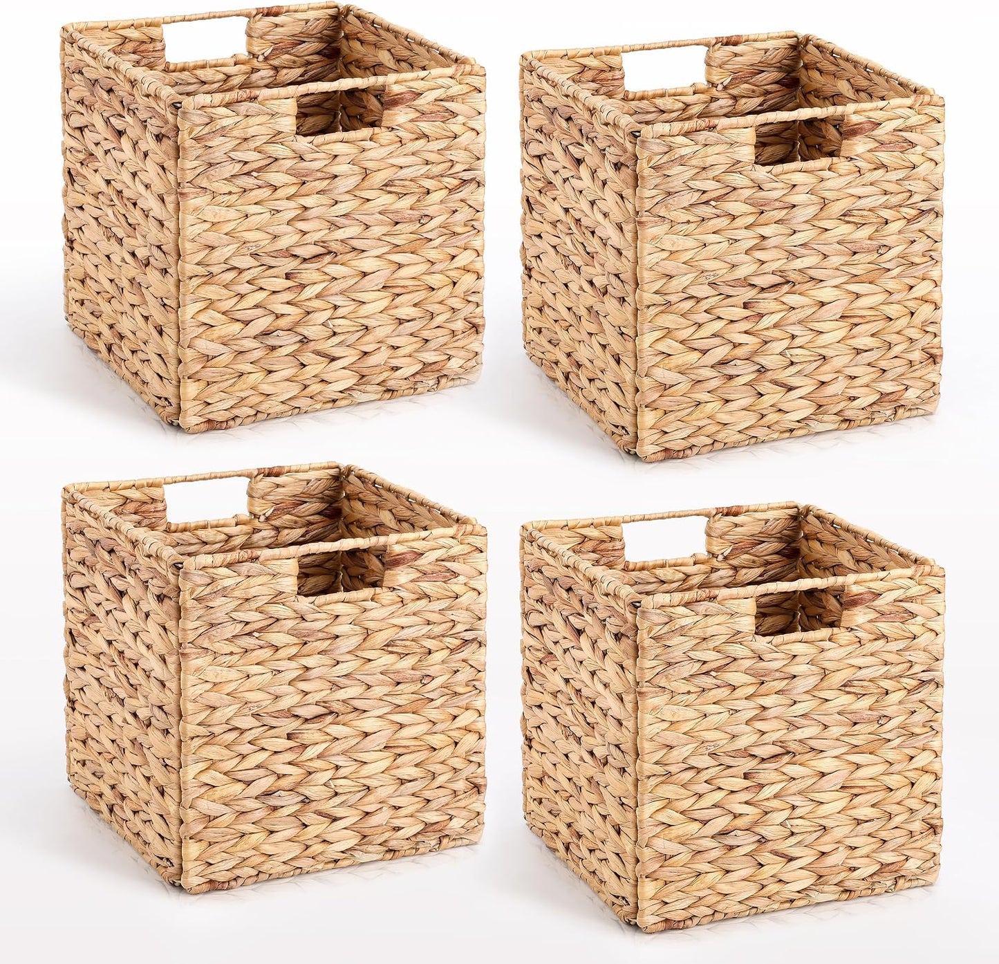 Cestas mimbre 10.5x10.5" plegables set 4