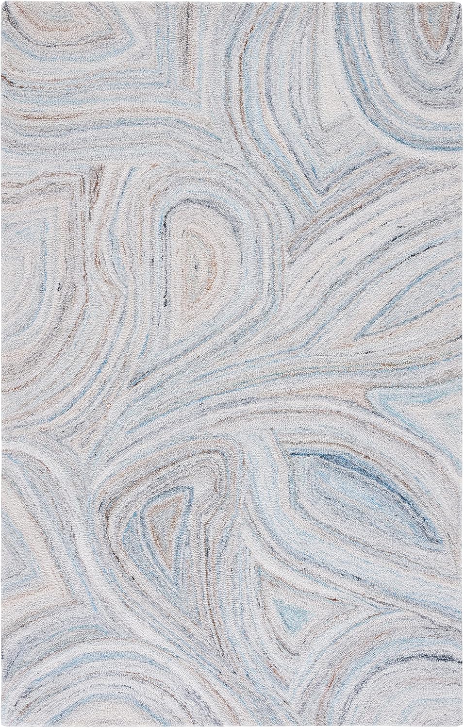 Alfombra decorativa 4x6ft beige y azul lana hecha a mano