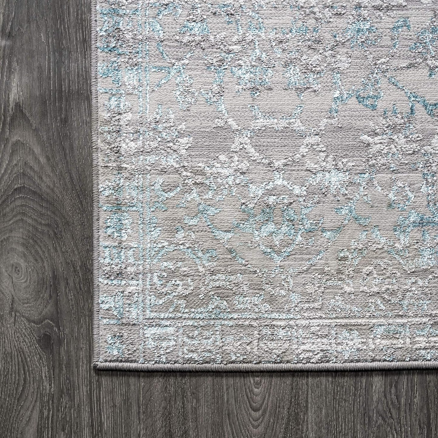 Alfombra pasillo gris/turquesa 2x8ft moderna alta tráfico
