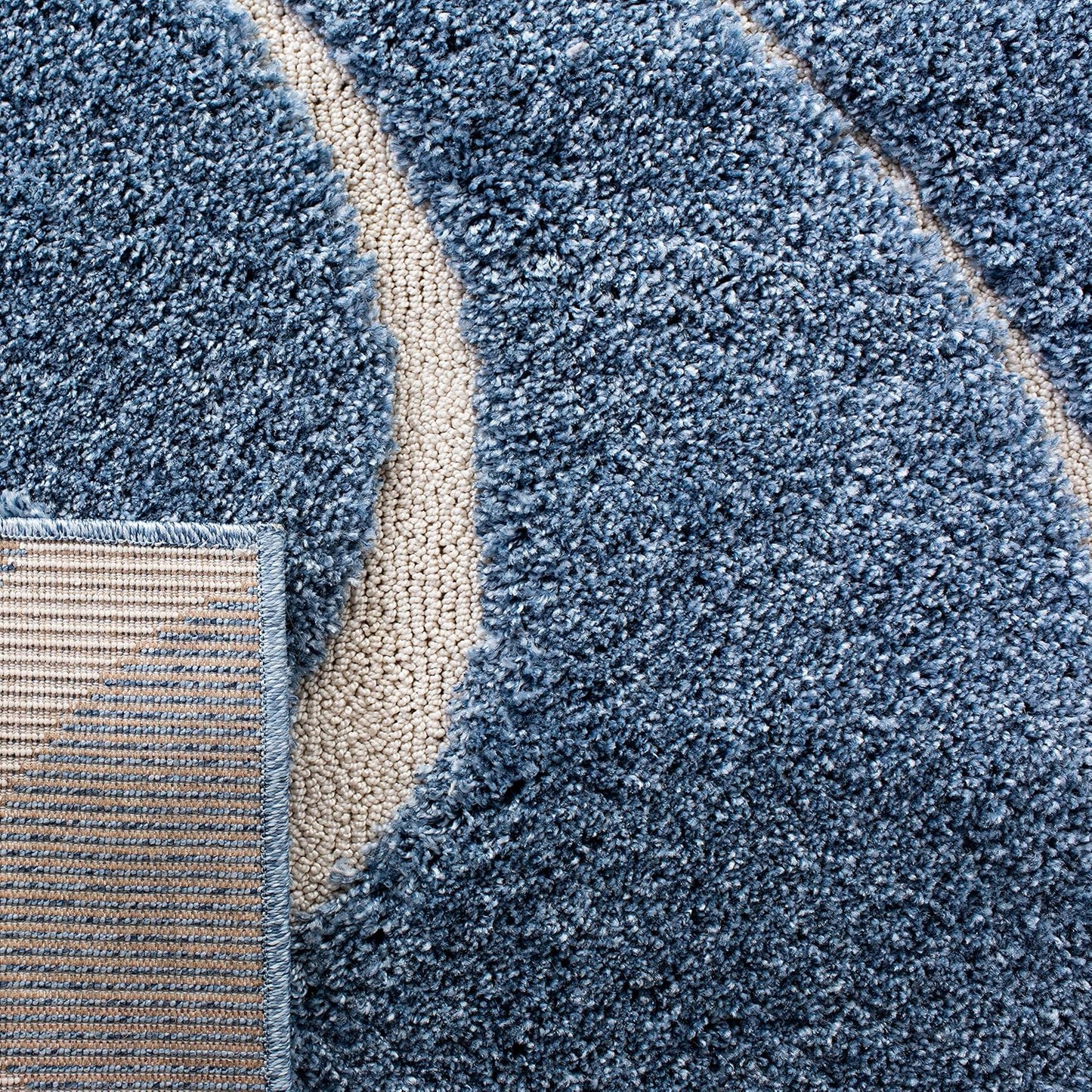 Alfombra Pasillo 2'3x13' Azul Claro y Crema Sin