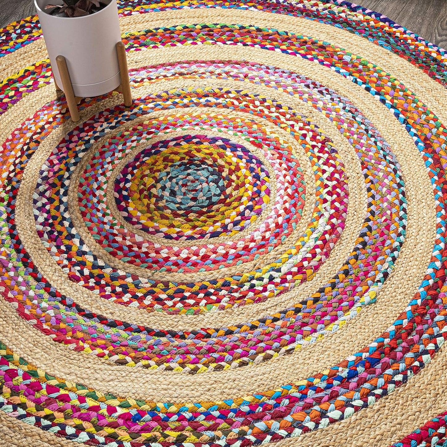Alfombra trenzada yute redonda 8ft para interiores