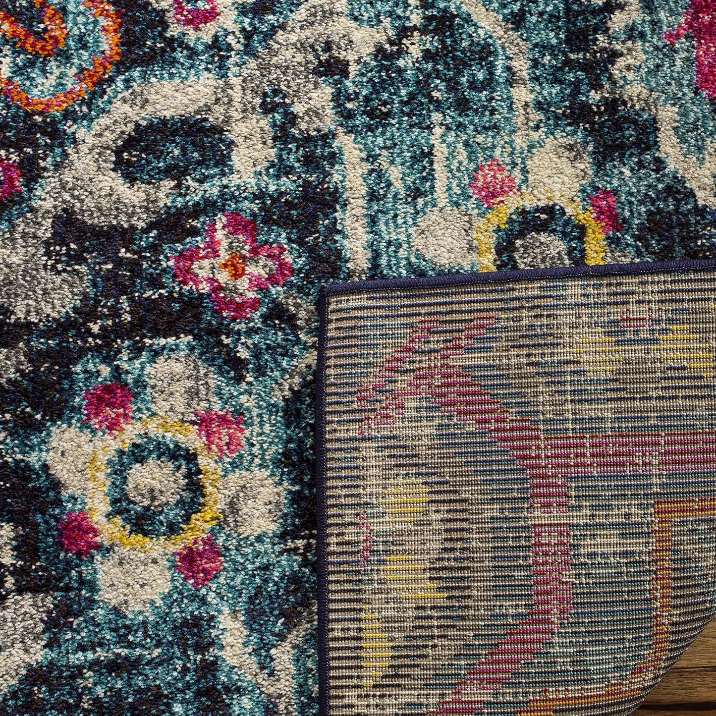 Alfombra cuadrada 3ft color fucsia bohemio