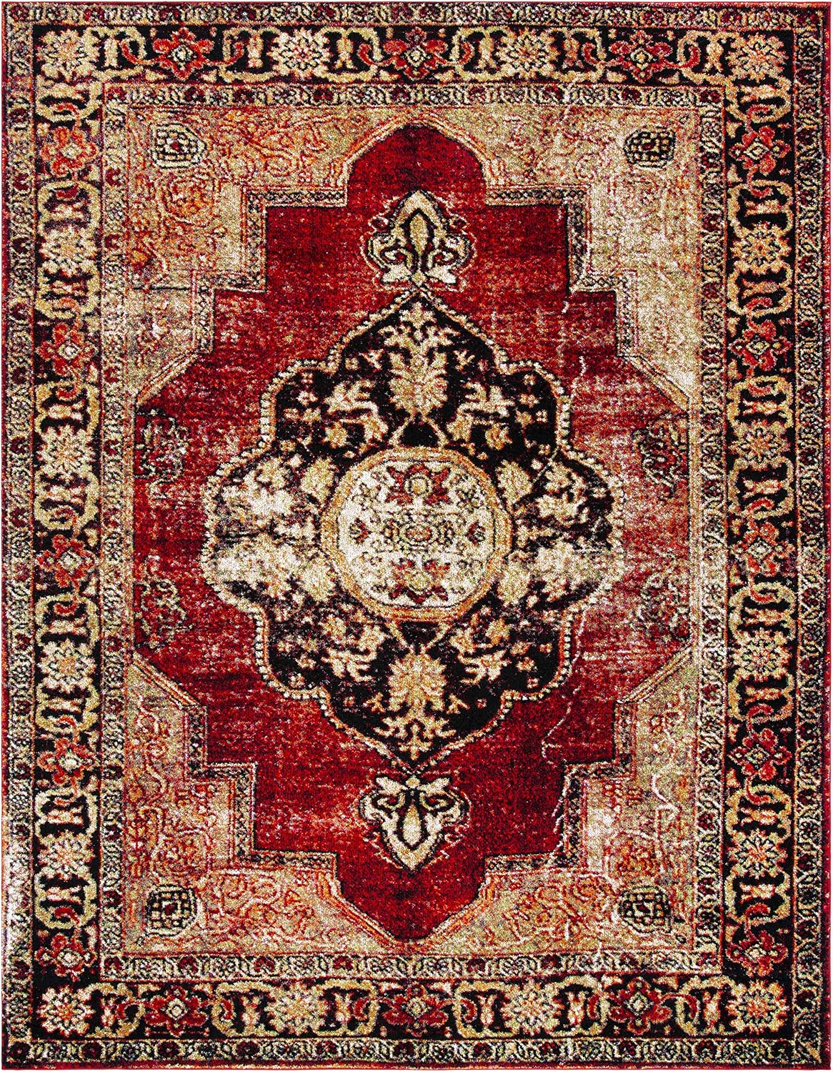 Alfombra persa rojo multi 6.7x9pies diseño tradicional sala